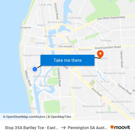 Stop 35A Bartley Tce - East side to Pennington SA Australia map