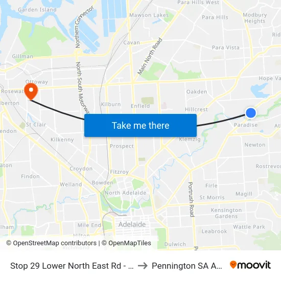 Stop 29 Lower North East Rd - West side to Pennington SA Australia map