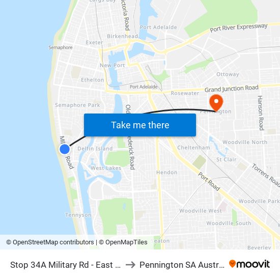 Stop 34A Military Rd - East side to Pennington SA Australia map