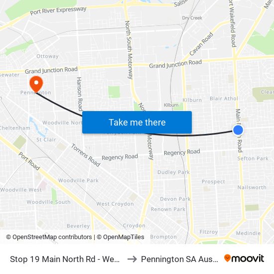 Stop 19 Main North Rd - West side to Pennington SA Australia map