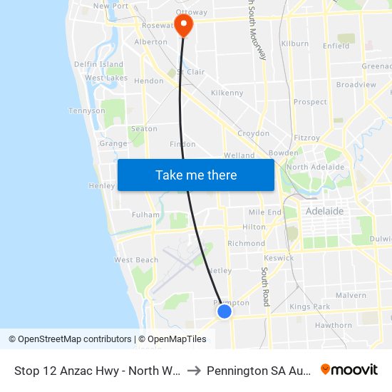 Stop 12 Anzac Hwy - North West side to Pennington SA Australia map