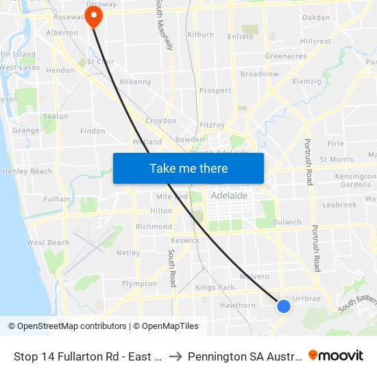 Stop 14 Fullarton Rd - East side to Pennington SA Australia map