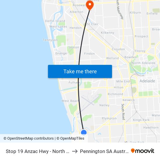 Stop 19 Anzac Hwy - North side to Pennington SA Australia map