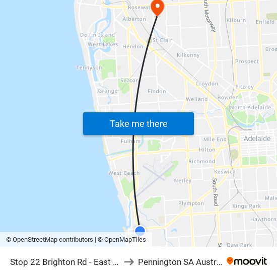 Stop 22 Brighton Rd - East side to Pennington SA Australia map