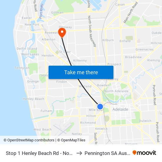 Stop 1 Henley Beach Rd - North side to Pennington SA Australia map