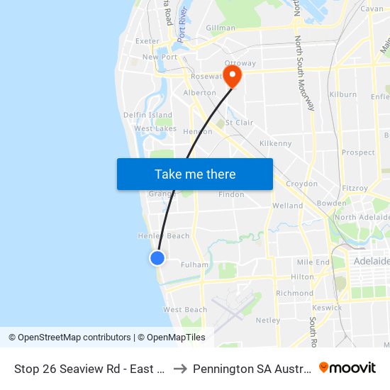 Stop 26 Seaview Rd - East side to Pennington SA Australia map