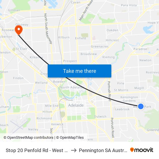 Stop 20 Penfold Rd - West side to Pennington SA Australia map