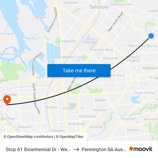 Stop 61 Bicentennial Dr - West side to Pennington SA Australia map