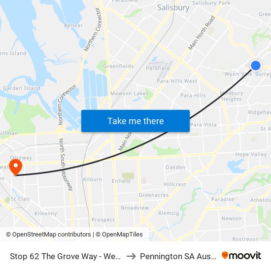 Stop 62 The Grove Way - West side to Pennington SA Australia map