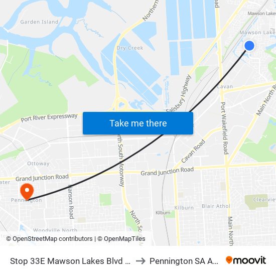 Stop 33E Mawson Lakes Blvd - East side to Pennington SA Australia map