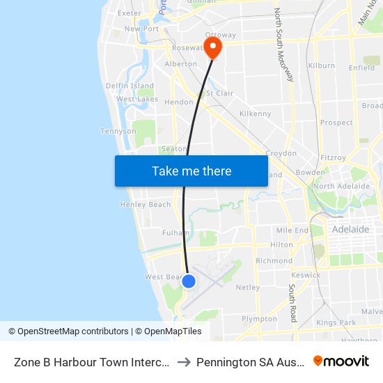 Zone B Harbour Town Interchange to Pennington SA Australia map