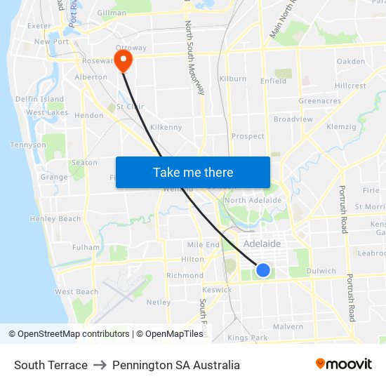 South Terrace to Pennington SA Australia map