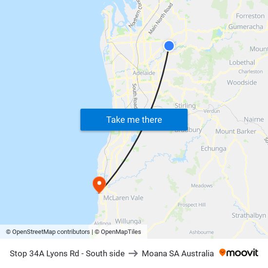 Stop 34A Lyons Rd - South side to Moana SA Australia map