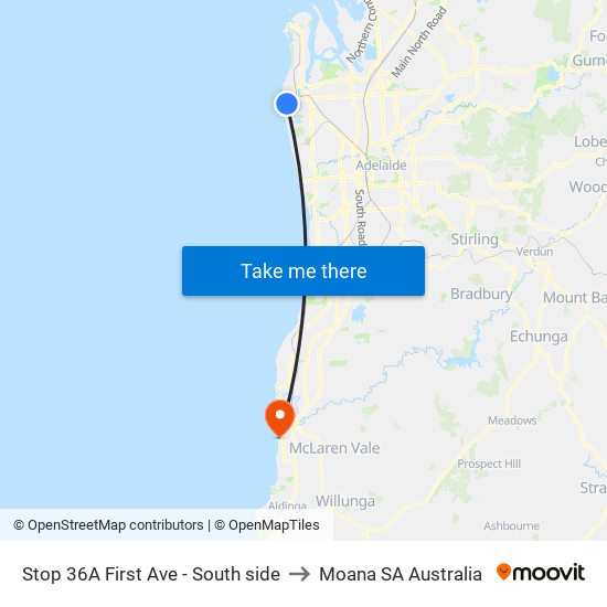 Stop 36A First Ave - South side to Moana SA Australia map