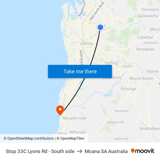 Stop 33C Lyons Rd - South side to Moana SA Australia map