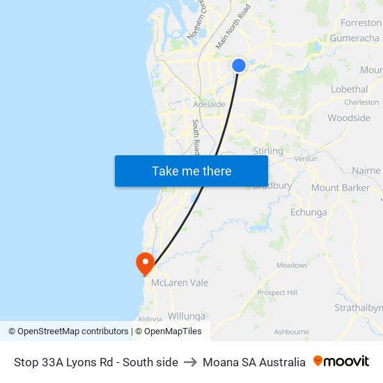 Stop 33A Lyons Rd - South side to Moana SA Australia map