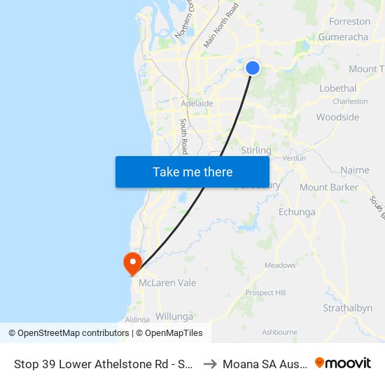 Stop 39 Lower Athelstone Rd - South side to Moana SA Australia map