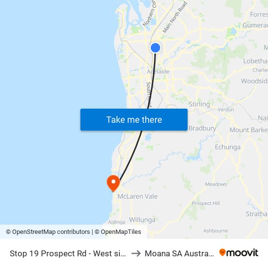 Stop 19 Prospect Rd - West side to Moana SA Australia map