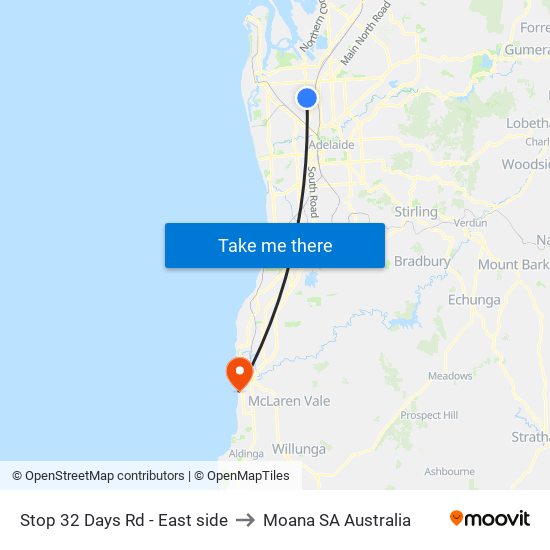 Stop 32 Days Rd - East side to Moana SA Australia map
