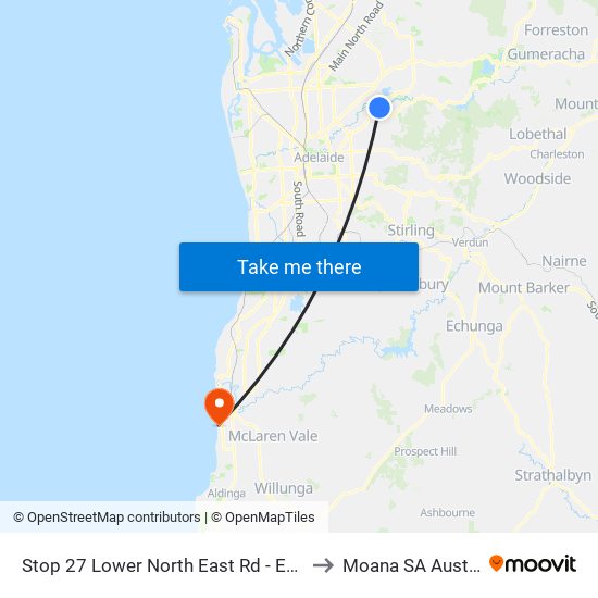 Stop 27 Lower North East Rd - East side to Moana SA Australia map
