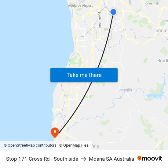 Stop 171 Cross Rd - South side to Moana SA Australia map