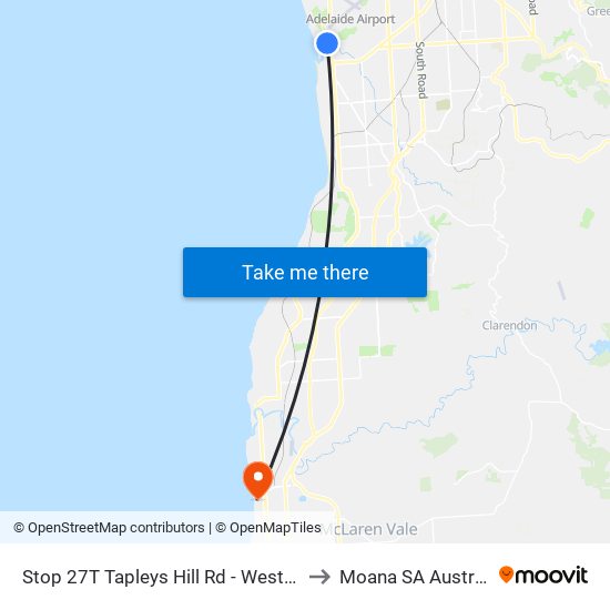 Stop 27T Tapleys Hill Rd - West side to Moana SA Australia map