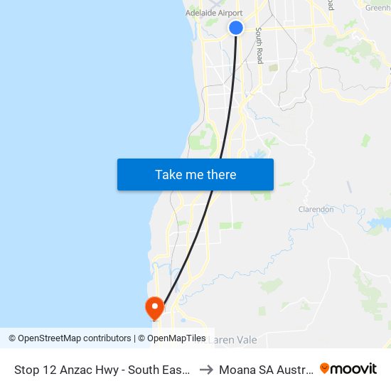 Stop 12 Anzac Hwy - South East side to Moana SA Australia map