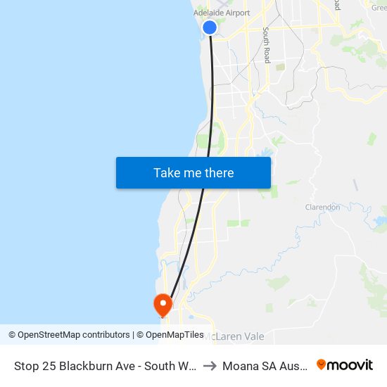 Stop 25 Blackburn Ave - South West side to Moana SA Australia map