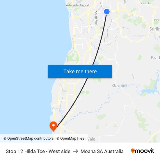 Stop 12 Hilda Tce - West side to Moana SA Australia map