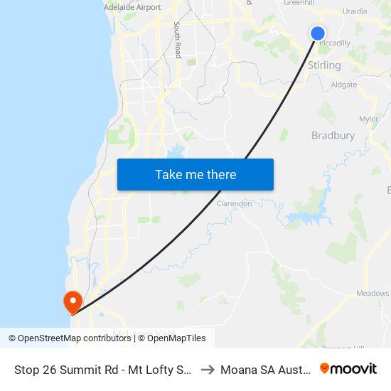 Stop 26 Summit Rd - Mt Lofty Summit to Moana SA Australia map