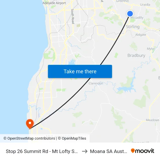Stop 26 Summit Rd - Mt Lofty Summit to Moana SA Australia map