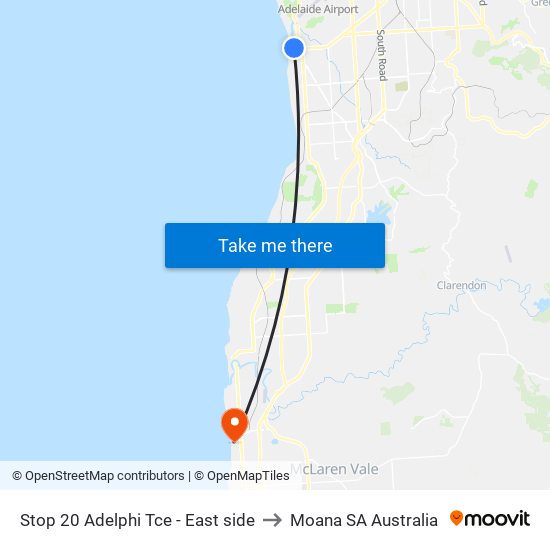 Stop 20 Adelphi Tce - East side to Moana SA Australia map