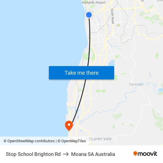 Stop School Brighton Rd to Moana SA Australia map