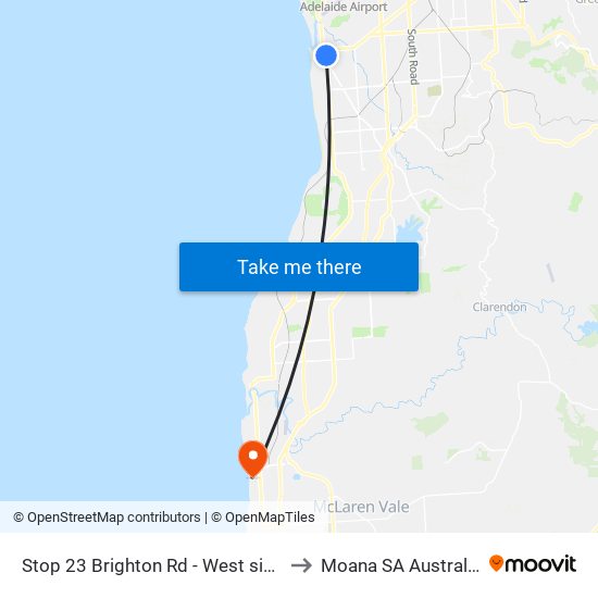 Stop 23 Brighton Rd - West side to Moana SA Australia map