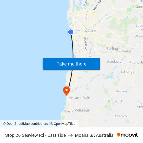 Stop 26 Seaview Rd - East side to Moana SA Australia map