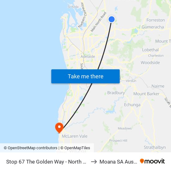 Stop 67 The Golden Way - North West side to Moana SA Australia map