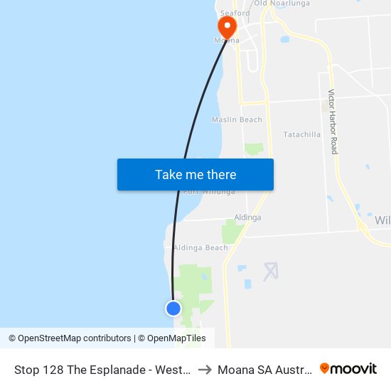 Stop 128 The Esplanade - West side to Moana SA Australia map