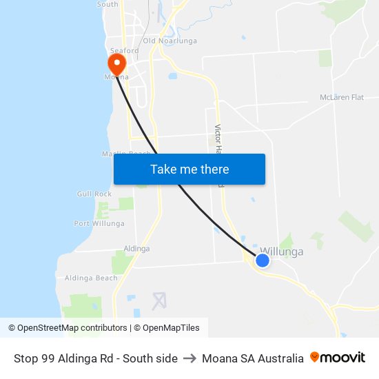 Stop 99 Aldinga Rd - South side to Moana SA Australia map