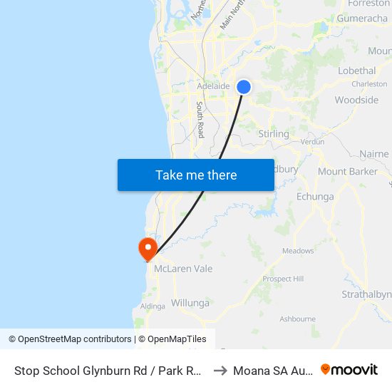 Stop School Glynburn Rd / Park Rd - West side to Moana SA Australia map