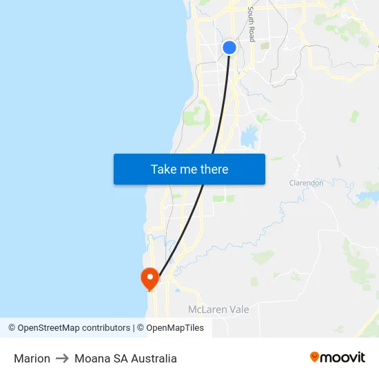 Marion to Moana SA Australia map