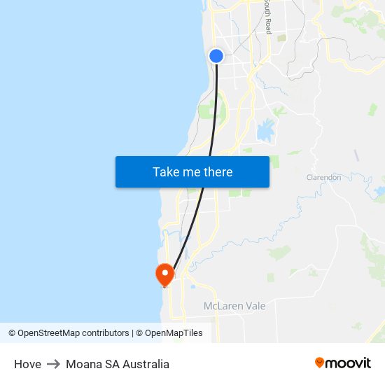 Hove to Moana SA Australia map