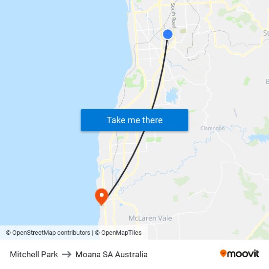 Mitchell Park to Moana SA Australia map