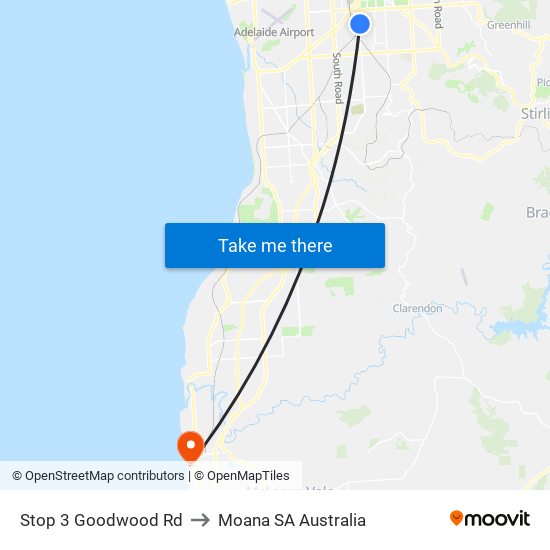 Stop 3 Goodwood Rd to Moana SA Australia map