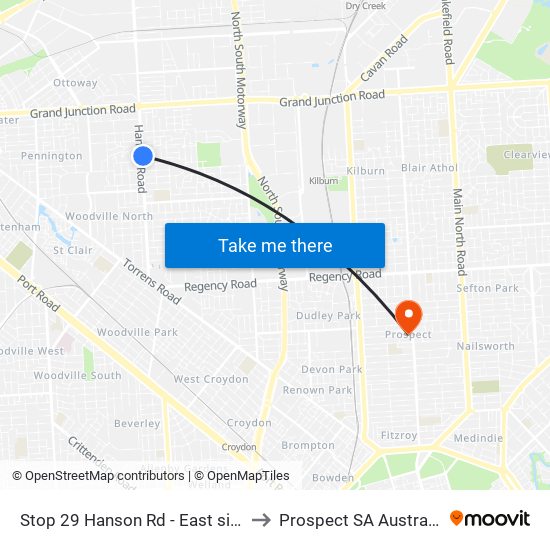 Stop 29 Hanson Rd - East side to Prospect SA Australia map