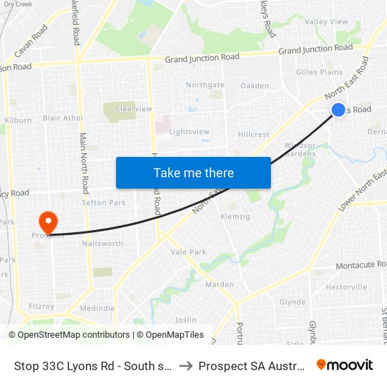 Stop 33C Lyons Rd - South side to Prospect SA Australia map