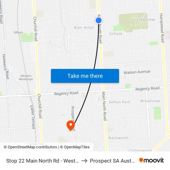 Stop 22 Main North Rd - West side to Prospect SA Australia map