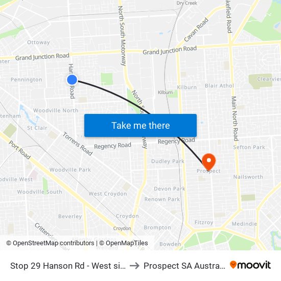 Stop 29 Hanson Rd - West side to Prospect SA Australia map