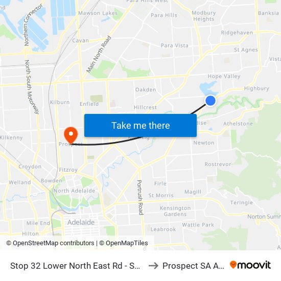 Stop 32 Lower North East Rd - South East side to Prospect SA Australia map