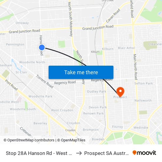 Stop 28A Hanson Rd - West side to Prospect SA Australia map