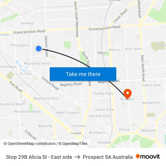 Stop 29B Alicia St - East side to Prospect SA Australia map